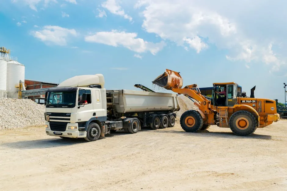 operator koparki gąsienicowej precyzyjnie przenoszący materiał sypki na placu budowy